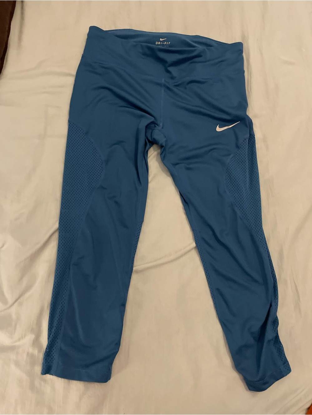 Nike Women’s Dri-FIT Capri Leggings - Blue with White Swoosh